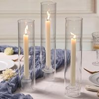 Supports de bougies en cristal, chandelier cylindrique haut, couvercle coupe-vent, décoration de mariage, centres de table, décorations de fête