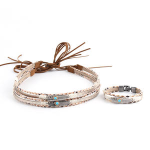 Original moda Simple Pu cuero con aleación decorativa sombrero + pulsera conjunto al por mayor Diy BANDA DE PAJA - Product Image 5