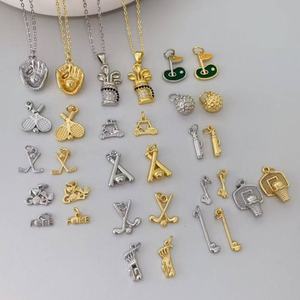 Pendentif sportif créatif et mignon plaqué or 18 carats, charme balle de <span class=keywords><strong>golf</strong></span>, gant de baseball, raquette de tennis, accessoires de bijoux DIY - Product Image 4