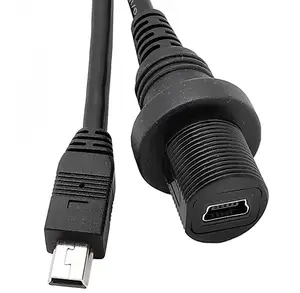 USB2.0 مصغرة 5Pin ذكر إلى أنثى AUX فلوش جبل لوحة تمديدات كابلات USB