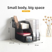 Organisateur de bureau en métal détachable avec plateau à documents, porte-fichiers multifonctionnel, tiroir et porte-stylos