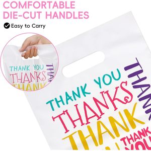 Colorful Thank You <b>Bags</b> 9x12 100 Pcs <b>Small</b> Plastic <b>Bags</b> With Handles Retail <b>Bags</b> For <b>Small</b> Business Merchandise - Product Image 4