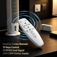 Control Remoto Inalámbrico JCXK de 13 Teclas IR y RF433 para Calefactor con Ventilador, Plástico ABS, OEM, ODM, Suministro de Fábrica Personalizado