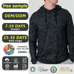 Sweat à capuche de pêche personnalisé UPF 50 imprimé camouflage, chemises de natation, de <span class=keywords><strong>surf</strong></span> et de randonnée, respirantes, légères, antibactériennes, séchage rapide - Product Image 1