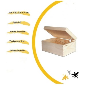 Caja de almacenamiento de madera grande personalizada, recuerdo de juguete, caja de madera lisa con tapa con asas, cofre sin pintar, caja de regalo de madera - Product Image 3