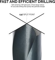 Forets hélicoïdaux HSS Apextech Apt-4-2 de 0,5 po, tige droite, angle de coupe de 135°, longueur de 125-205 mm