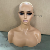 Tête de Mannequin Femme Réaliste en PVC de 54 cm, Support de Présentation pour Perruques Bouclées, Cheveux Humains, Perruques Lace Front et Accessoires de Coiffure