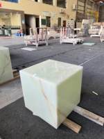 Table basse en jade vert Onyx vert pour salon Table basse rectangulaire en marbre moderne