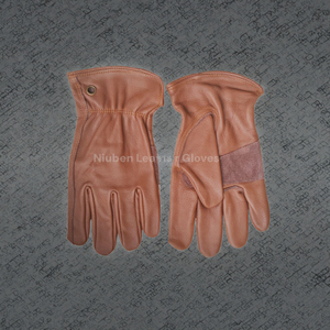 AB Grade Brown Cowhide Leather Durable Anti-Smash Waterproof 7 oz Customizable Straight Cuff Safety Construction Gloves - Product Image 3