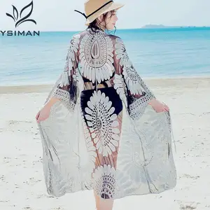 Ladies fashion beach crochet wrap dress lace cover ups swimwear beachwear beach dress