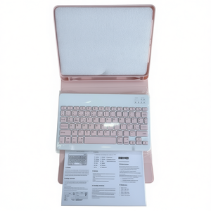 Teclado portátil con funda protectora, inalámbrico, Bluetooth, color rosa, para uso con portátiles y tabletas - Product Image 2