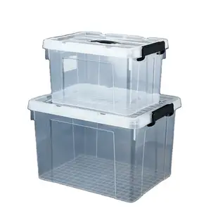 Kotak penyimpanan plastik Pp rumah tangga dapat ditumpuk transparan kualitas tinggi kustom grosir