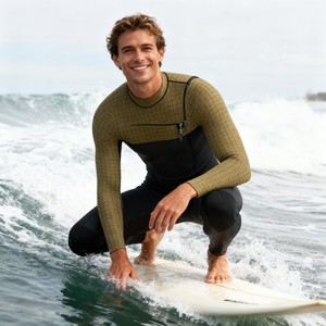 Combinaison de plongée personnalisée haut de gamme en néoprène 3/2 mm anti-UV grande taille pour homme, col montant, vêtement de bodysurf avec logo imprimé sur le devant pour le surf - Product Image 2