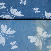 Tissu denim imprimé papillon écologique 100 % Lyocell, léger, souple et résistant à la décoloration pour filles, 300 m MOQ OEM