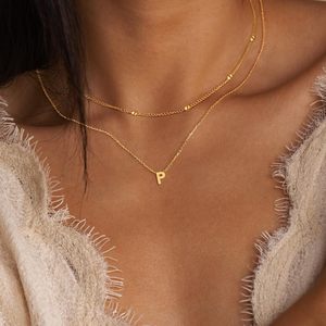 Collar de Acero Inoxidable Chapado en Oro Simple, Gargantilla Inicial en Capas, Collares para <span class=keywords><strong>Mi</strong></span> <span class=keywords><strong>Hija</strong></span>, con Letras de - Product Image 1