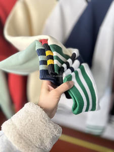 Áo len nỉ cao cấp kiểu varsity dành cho nữ, chất liệu 100% cotton jersey, dáng rộng, chất liệu fleece, cổ tròn sọc, in họa tiết mùa thu - Product Image 3