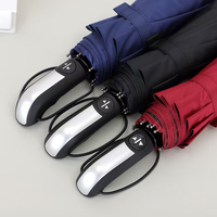 Parapluie automatique à dix baleines triplement pliable, auvent en caoutchouc noir professionnel, protection solaire et pluie toutes saisons