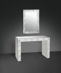 Modern <b>Mirrored</b> & Faux Rhinestone MDF Console <b>Table</b> for Living Room-Eco-Friendly Design - Product Image 2