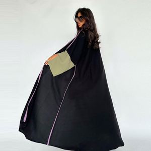 Abaya Cardigan de Seda <span class=keywords><strong>Medina</strong></span> con Puños Abiertos, Elegante y Modesta, Ropa Islámica para Mujeres Musulmanas de Dubái, Abaya Turca al por Mayor - Product Image 4