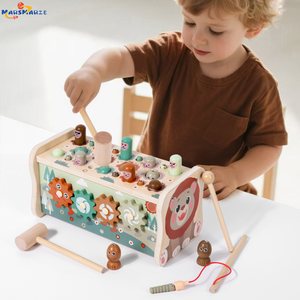 MarsMarie Gioco Educativo <span class=keywords><strong>Montessori</strong></span> in Legno Whack-A-Mole per Bambini 1-4 Anni, Gioco di Percussione, Xilofono e Pesca - Product Image 3