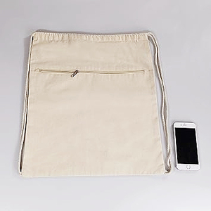 Tự nhiên bông vải dây kéo ba lô với dây kéo túi phía trước <span class=keywords><strong>cinch</strong></span> Bao tùy chỉnh kéo chuỗi Túi thể thao cho người đàn ông đi lang thang phụ nữ - Product Image 2