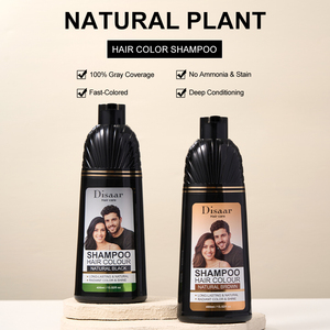 Disaar Shampoo Colorante Naturale 400ml ad Azione Rapida, <span class=keywords><strong>Senza</strong></span> <span class=keywords><strong>Ammoniaca</strong></span> e <span class=keywords><strong>Senza</strong></span> Macchie, Copertura 100% dei Capelli Grigi, Tinta Brillante per Capelli, Novità - Product Image 1