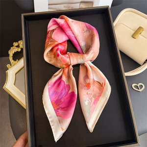 Satin Silk Feel Floral <strong>Scarf</strong> for Women Elegant <strong>Square</strong> Neck <strong>Scarf</strong> Watercolor Floral <strong>Square</strong> <strong>Scarf</strong> Hair Neck Wrap 27 Inch OEM/ODM - Product Image 1