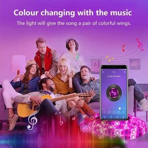 Lampu <span class=keywords><strong>LED</strong></span> <span class=keywords><strong>Strip</strong></span> RGB Smart Wifi 5M 10M 15M 20M 30M, Dapat Dikontrol Jarak Jauh Lewat Aplikasi Ponsel, Alexa, Google Home, Dekorasi Natal untuk Ruangan - Product Image 4