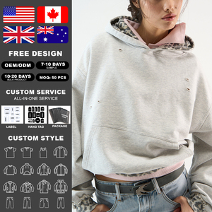 Kingsen 100% Cotton Winter Retro Drop Shoulder Design Unisex Hoodie with Custom <b>Leopard</b> <b>Print</b> Digital Printed - Product Image 2