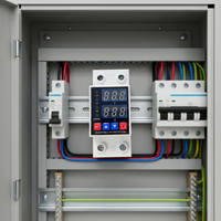 Disjoncteur miniature de protection contre les surtensions à usage industriel, 220V 63A, 2 pôles, montage sur rail, avec interrupteur à bouton