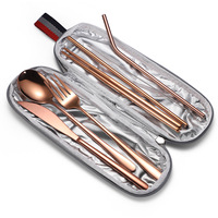 Ensemble de couverts portables en acier inoxydable pour le camping et les voyages en plein air, avec fourchette et cuillère