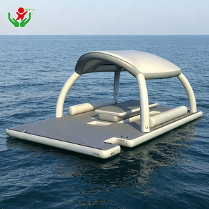 Bar flottant gonflable multi-personnes, table de bar flottante imperméable pour les activités de restauration en plein air sur le lac ou la mer - Product Image 3