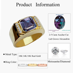 Anillos de Compromiso de Oro Sólido de 10K, 14K y 18K para Hombre con Piedras Preciosas, Anillo de Aniversario de Bodas con Gema de Corte Asscher Cuadrado de 2-5CT en Oro Real - Product Image 2