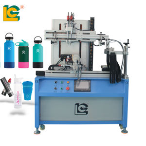 Impresora <span class=keywords><strong>de</strong></span> pantalla <span class=keywords><strong>de</strong></span> botella semiautomática con curado LED UV Impresión multicolor para botellas redondas/tazas Controlado por PLC - Product Image 1