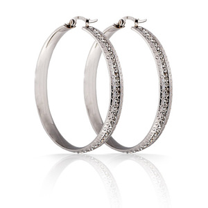 Diamond Encrusted 18K Gold Large Round Hoop <b>Earrings</b> For Women Everyday Wear Gold Steel Color Stainless Steel Ear <b>Post</b> - Product Image 5