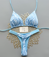 Stok Baru Baju Renang Wanita Kain Double Lined Print Thong Bikini Scrunch Butt Ukuran XS-L