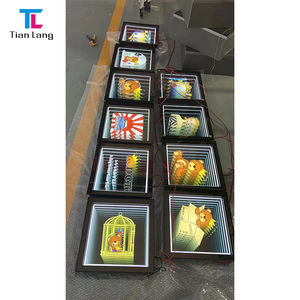 Lámpara LED de espejo <span class=keywords><strong>infinito</strong></span> 3D redonda con cambio de color RGB, luz de túnel, para pared de baño, tocador, caja táctil de elevador, cubo de iluminación tipo Inception - Product Image 2