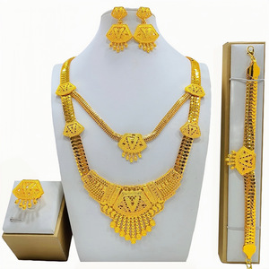 Conjuntos de joyería de Color dorado de Dubái a la moda para mujer, joyería de borla de boda africana, collar de cadena larga, pendiente, pulsera, conjunto de anillo - Product Image 2