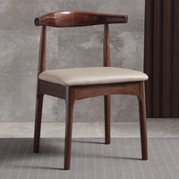 Chaise de salle à manger moderne en bois massif avec siège rembourré en cuir PU, mobilier nordique pour cuisine, restaurant, café, hôtel, maison, vente en gros