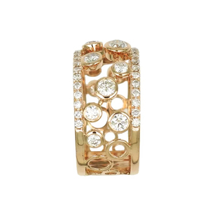 Anillos de Diseño Hueco de Estilo Vintage con Múltiples Capas, Anillos Redondos Brillantes con Circonita, Chapados en Dos Tonos, para Mujer, Joyería de Moda para Fiestas - Product Image 1