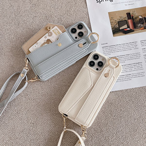 Luxe Faux Cuir Stand Titulaire De La Carte Bandoulière Anneau Boucle Téléphone Cas Sentir pour <span class=keywords><strong>IPhone</strong></span> 16 Pro Max 15 Plus 14 <span class=keywords><strong>13</strong></span> 12 11 - Product Image 3