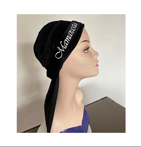 Durag en velours doux pour hommes et femmes, avec longue queue et larges sangles, pour 360 Waves - Product Image 1