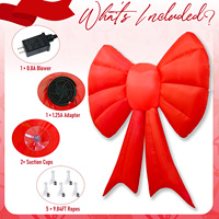 Grand nœud de Noël gonflable rouge avec lumières LED pour la décoration extérieure de la cour, énorme nœud lumineux gonflable pour les fêtes de fin d'année