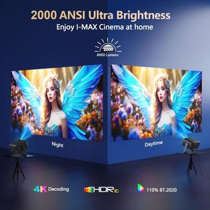 โปรเจคเตอร์ Goiaey 4K ความละเอียด 1920x1080p รองรับ WiFi Bluetooth โฟกัสอัตโนมัติ ระยะฉายสั้น ใช้ได้ทั้งในและนอกอาคาร เหมาะสำหรับเล่นเกม งานปาร์ตี้ การเดินทาง การสอน และการใช้งานในโบสถ์ - Product Image 2