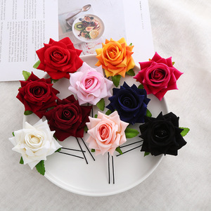 7cm Large Rose Flower Hairpin Velvet <strong>Hair</strong> Clip Accessories U Shape <strong>Pin</strong> Party <strong>Wedding</strong> Leafy Bridal <strong>Hair</strong> Piece <strong>for</strong> Women Girls - Product Image 5