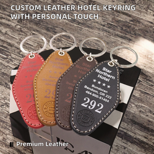 New Personalized Original <b>Leather</b> Custom Hotel Keyring Motel <b>Keychain</b> with UV Printing 5CM Size - Product Image 2