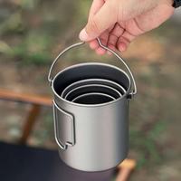 Titane extérieur verres 450ml titane accrocher Pot Camping tasse pique-nique ustensiles pour randonnée escalade et pique-nique touristique