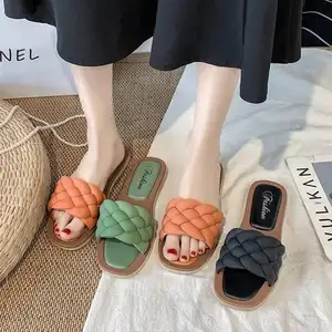 2024 New Fashion Women Girls Summer Outdoor Beach Shoes Slides Flat Sandal For Women And Ladies