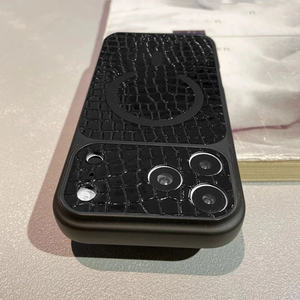 New Luxury Retro Crocodile Leather Magnetic Case for iPhone 17 16 15 14 13 Pro Max Shockproof Wireless Charging Glossy <strong>Cover</strong> - Product Image 2