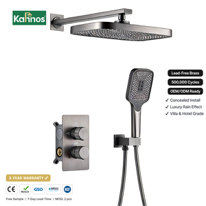 Concealed <b>Shower</b> System Wall Mounted Rectangular Rainfall Head with Handheld <b>Shower</b> Dual Knob <b>Thermostatic</b> Brass Bathroom <b>Valve</b> - Product Image 1